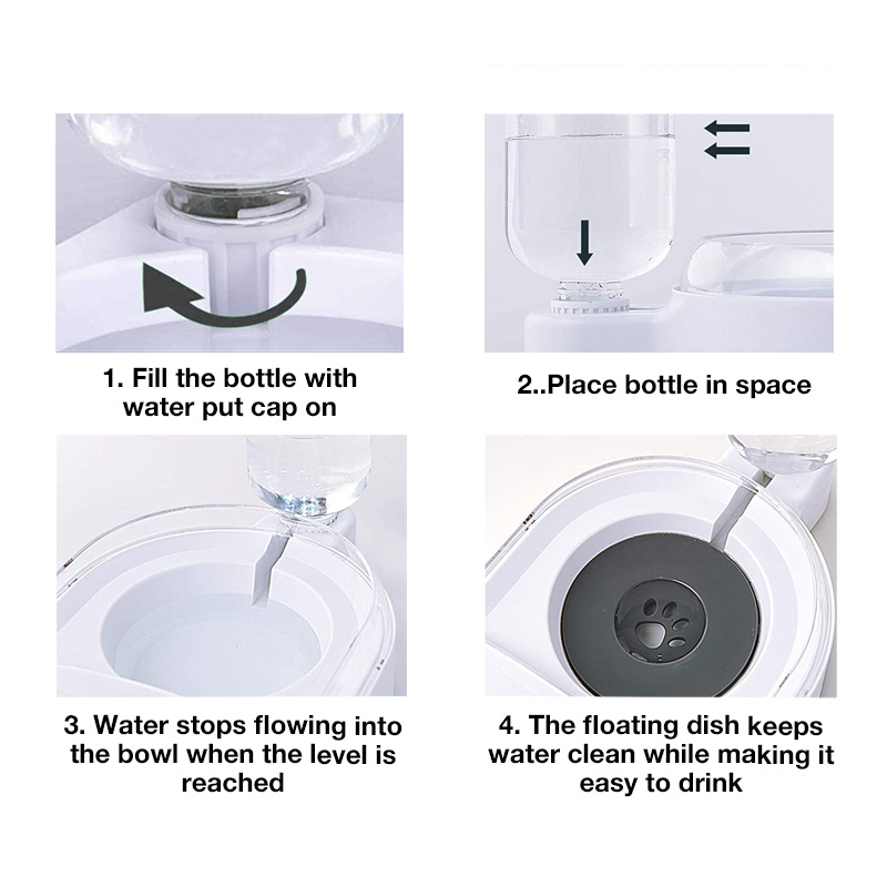 5. Never overflowing water dispense with floating dish for clean and easy drinking